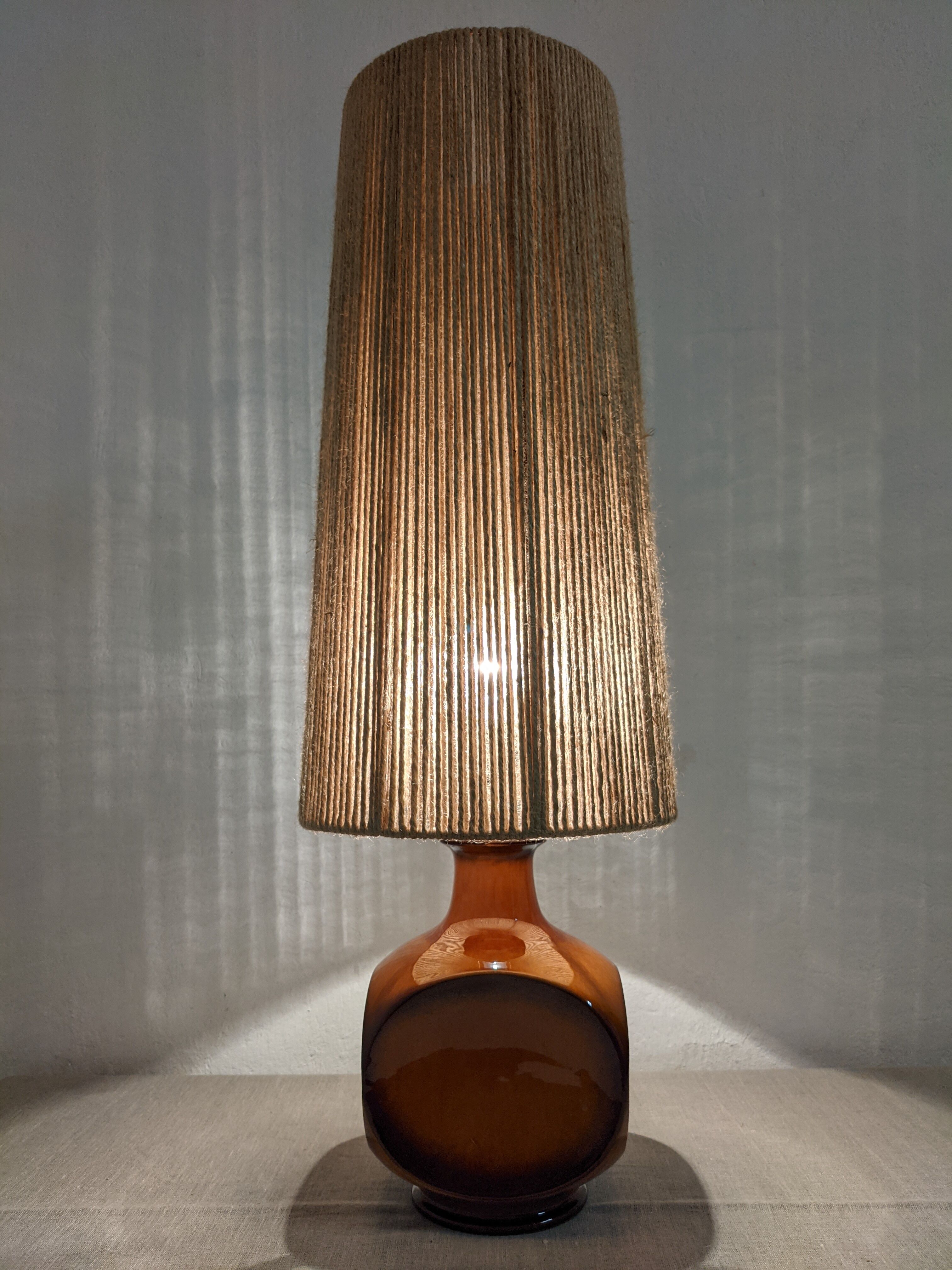 Vintage ceramic lamp and jute rope