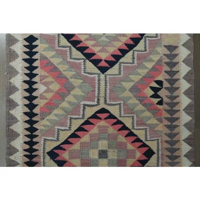 1970s Vintage Turkish Oushak Handmade Wool Cotton Purple Runner Rug 100x326