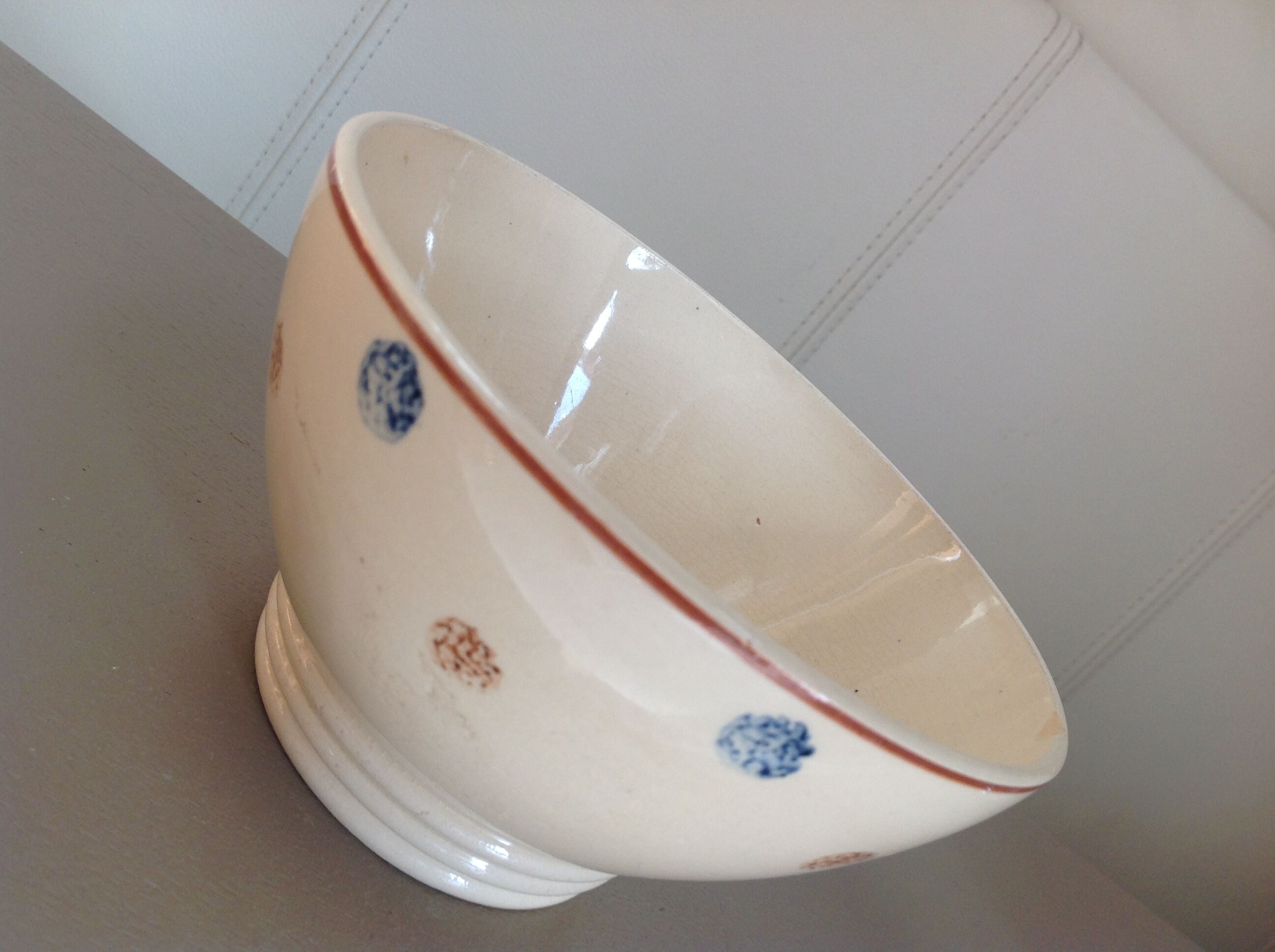 Old pea Bowl and edging Brown Sarreguemines/vintage years 50-60