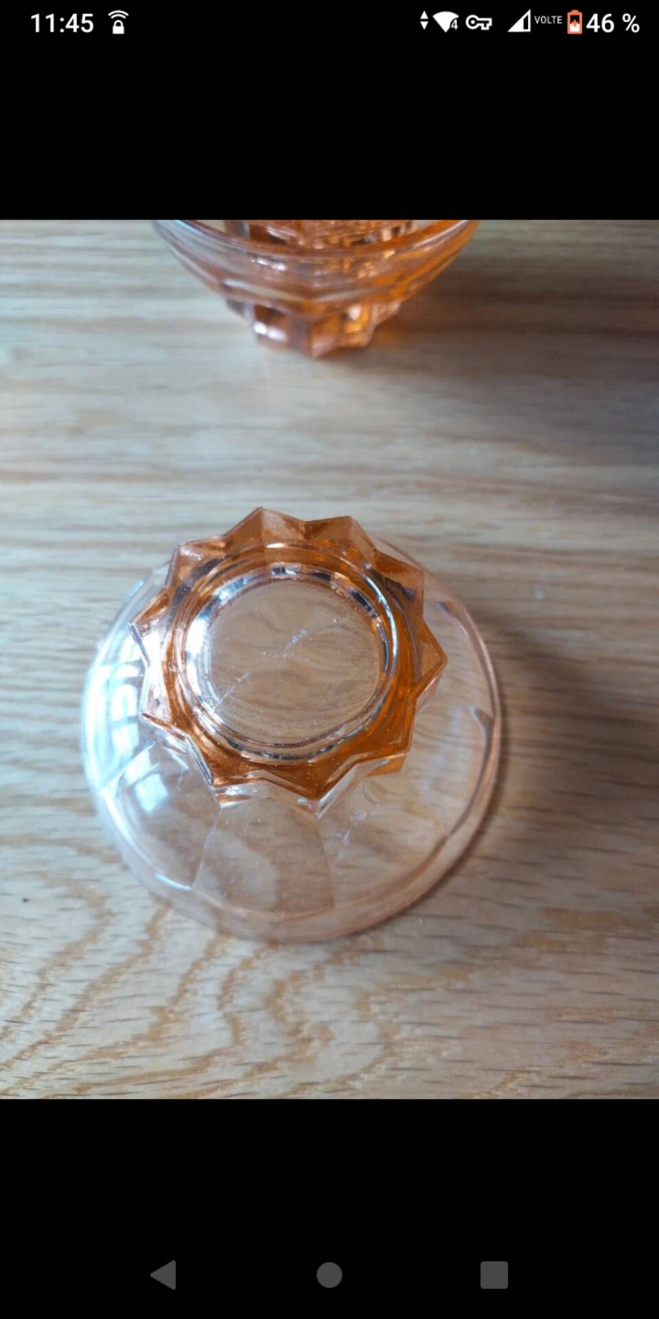 6 small vintage pink glass dessert bowls.