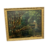 Tree landscape in the forest, oil on canvas