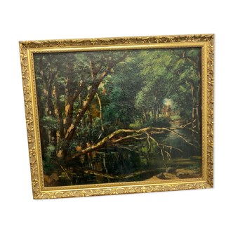Tree landscape in the forest, oil on canvas