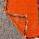 4x6 orange kilim rug, rug for kitchen, Anatolian rug, Kelim carpet