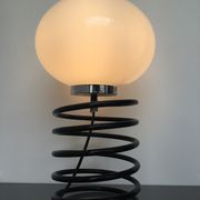 Lamp spring, black metal base and opaline 1980