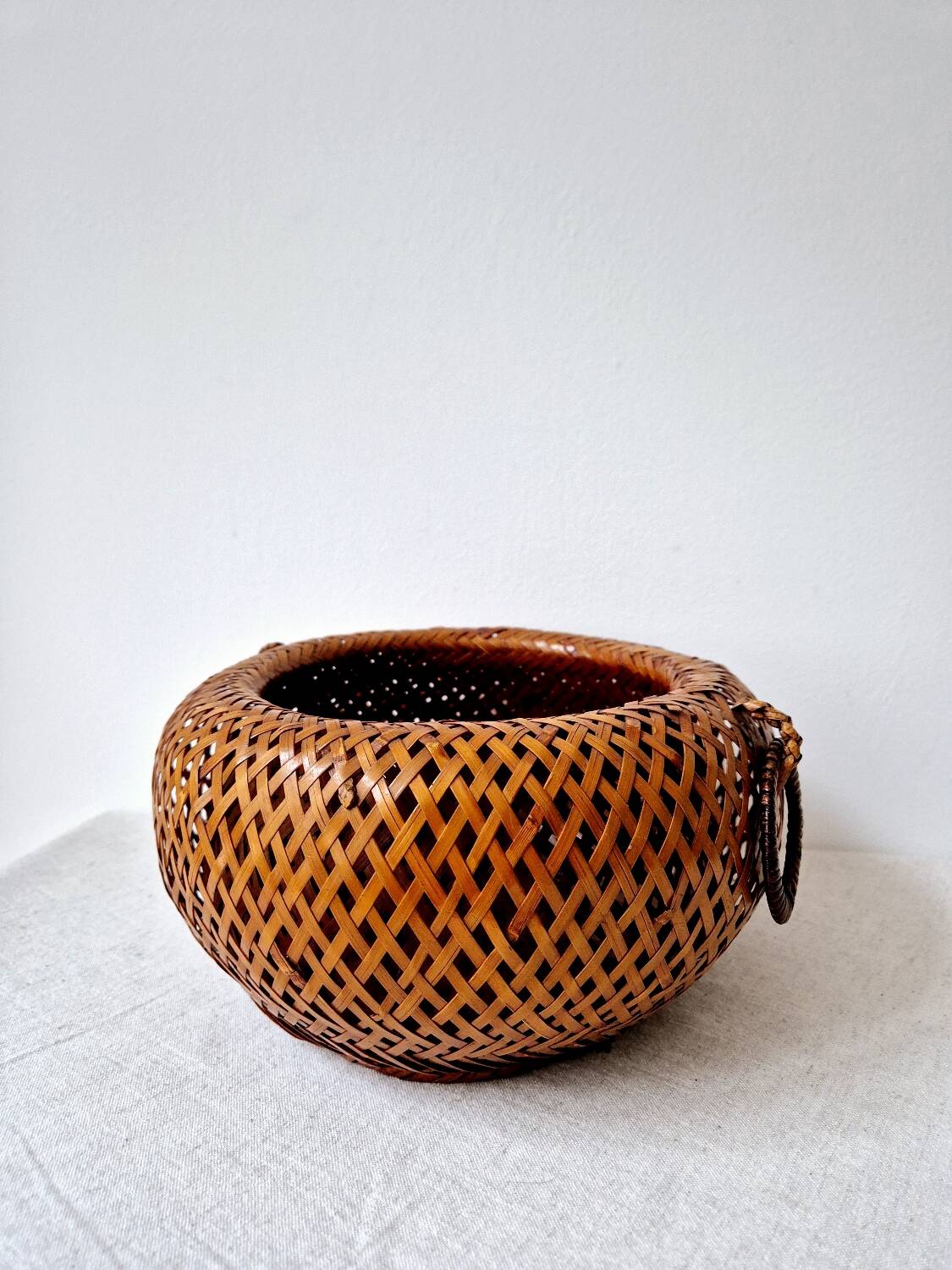 Japanese Style Bamboo/Rattan Woven Basket - Vintage