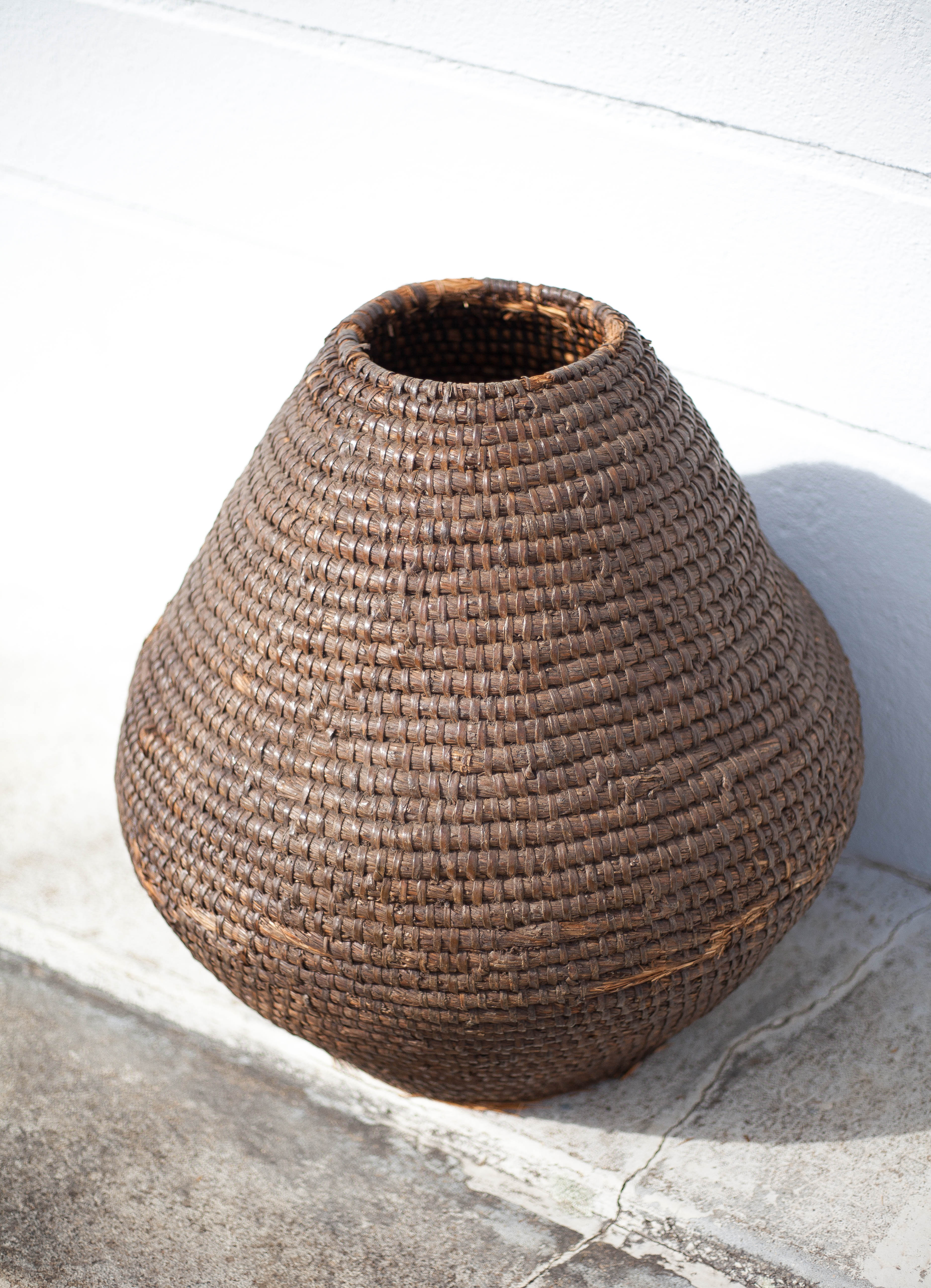 Old basket, straw and bramble bud