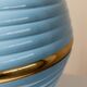 XXL light blue ceramic table lamp with gold band, Italy 1980s, Hollywood Regency