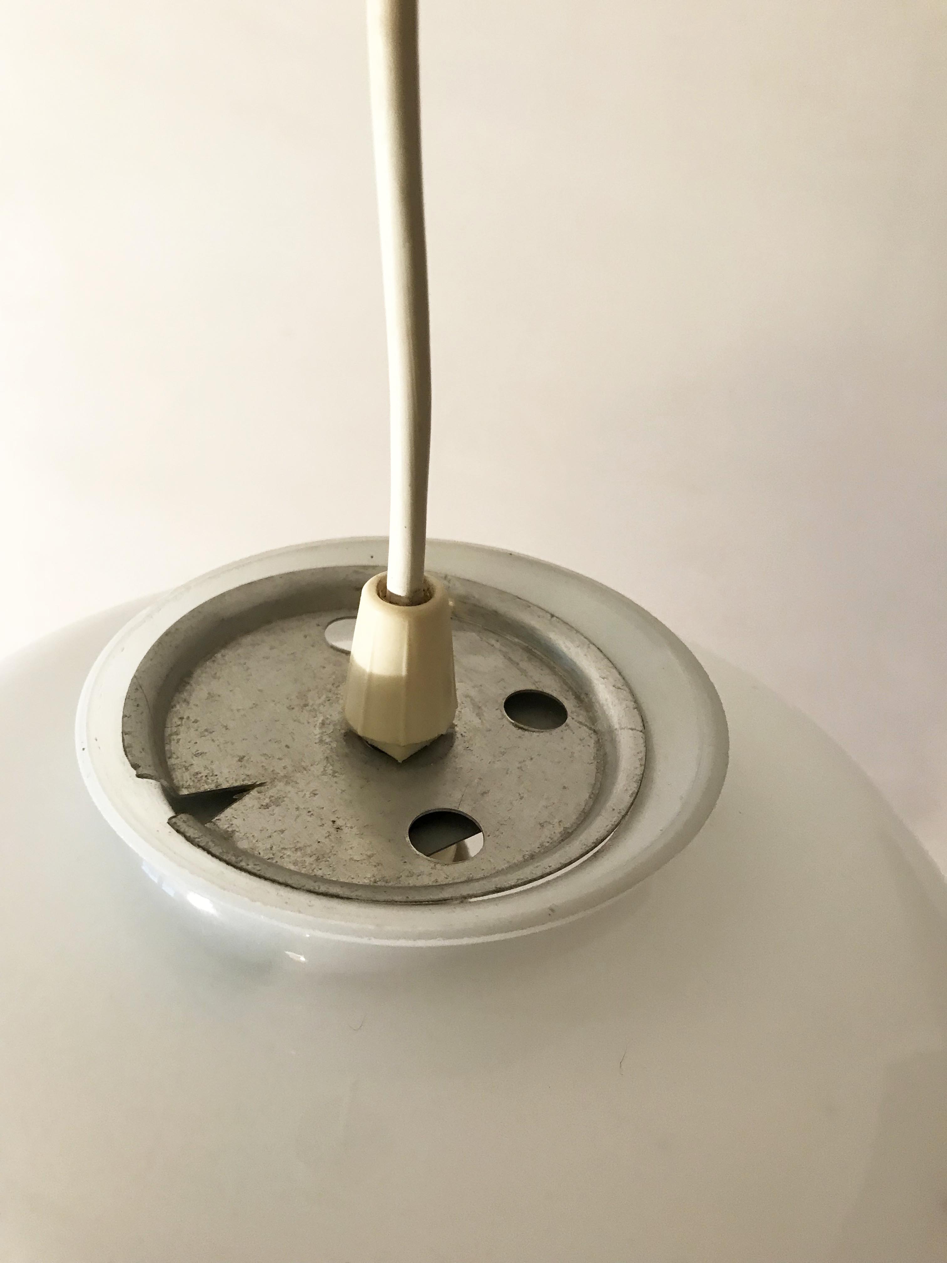 Vintage 70s white opaline glass pendant