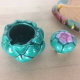 Salière poivrière moutardier Vallauris, barbotine, céramique