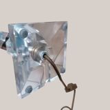 Vintage crystal bedside lamp in modernist / Art Deco / Hollywood style.