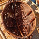 Vintage rattan fruit basket – bohemian antique basket from the 1960s