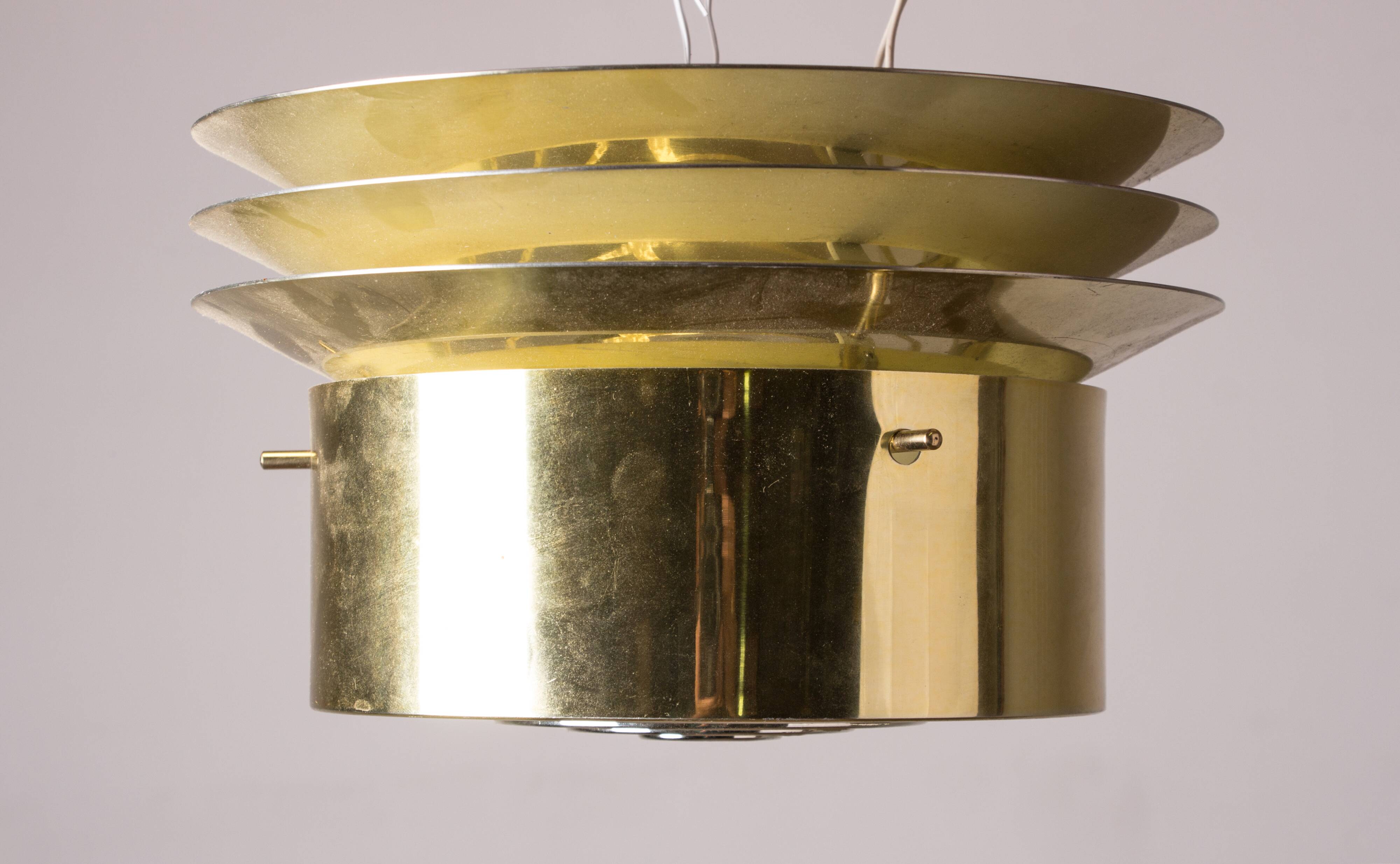 Pair of Danish brass ceiling lights model T742, Hans Agne Jakobson 1960.