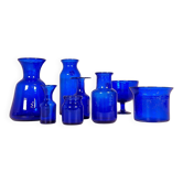 8 vases bleus par Erik Höglund, Suède, années 1960