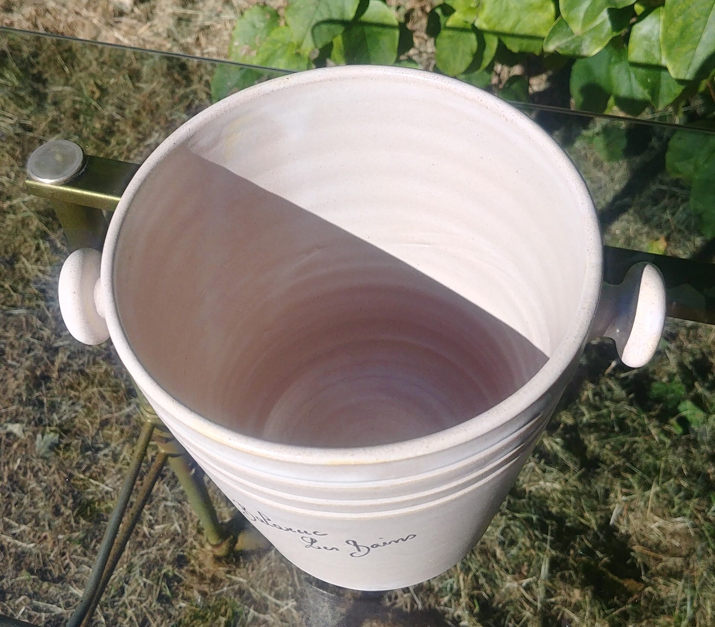 Ice bucket in glazed ceramic vintage, Vallauris, 70s
