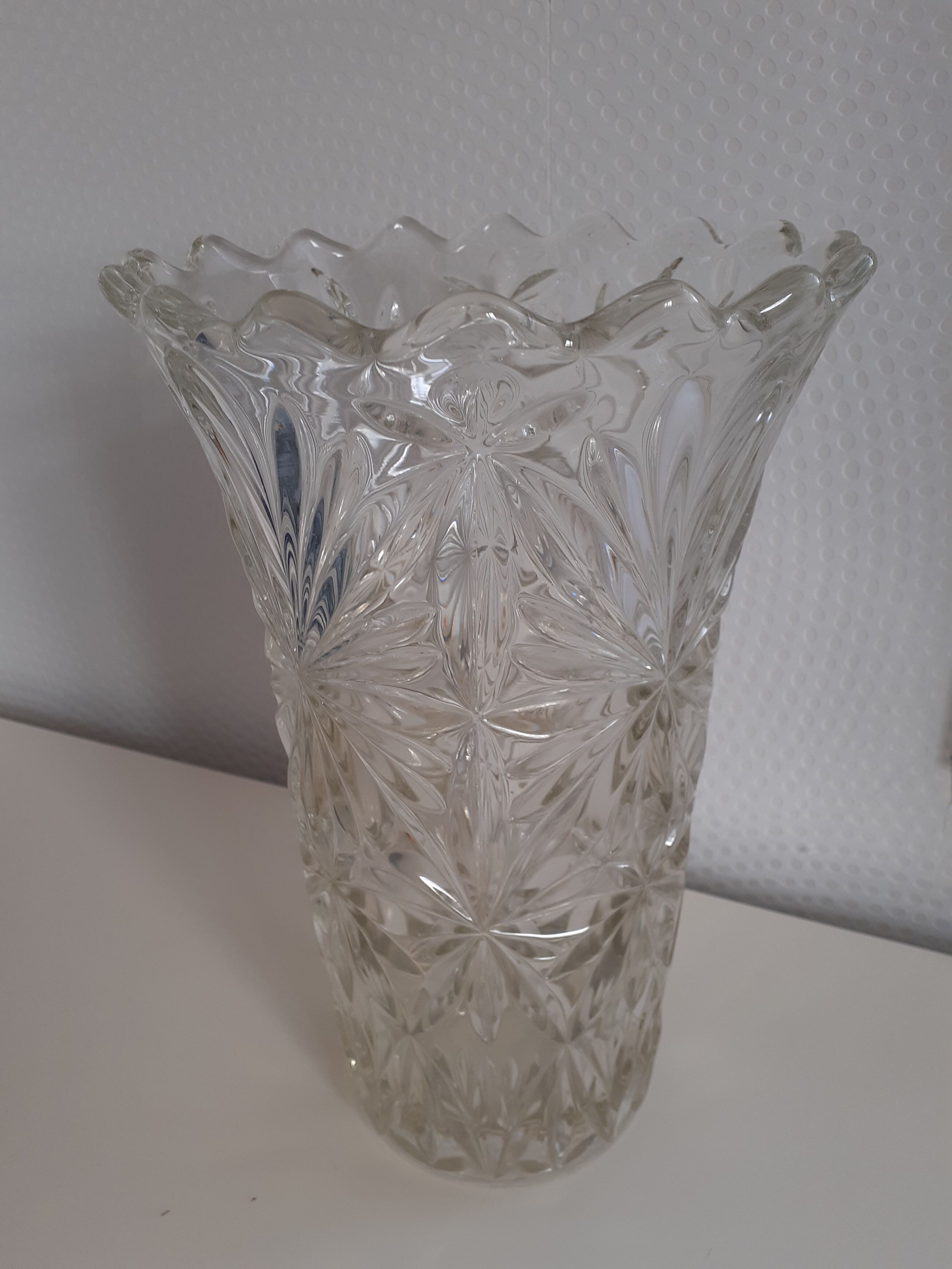 Carved crystal vase