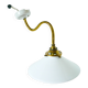 Swan neck wall light in smooth opaline and brass, early 20th century.