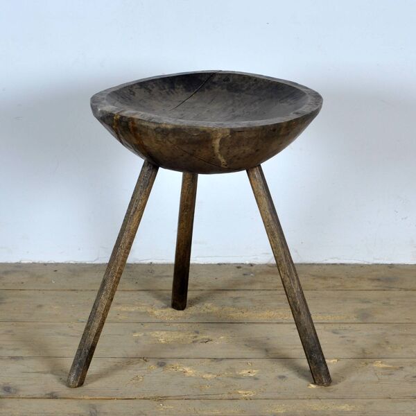 Tabouret à lait en chêne, années 1900