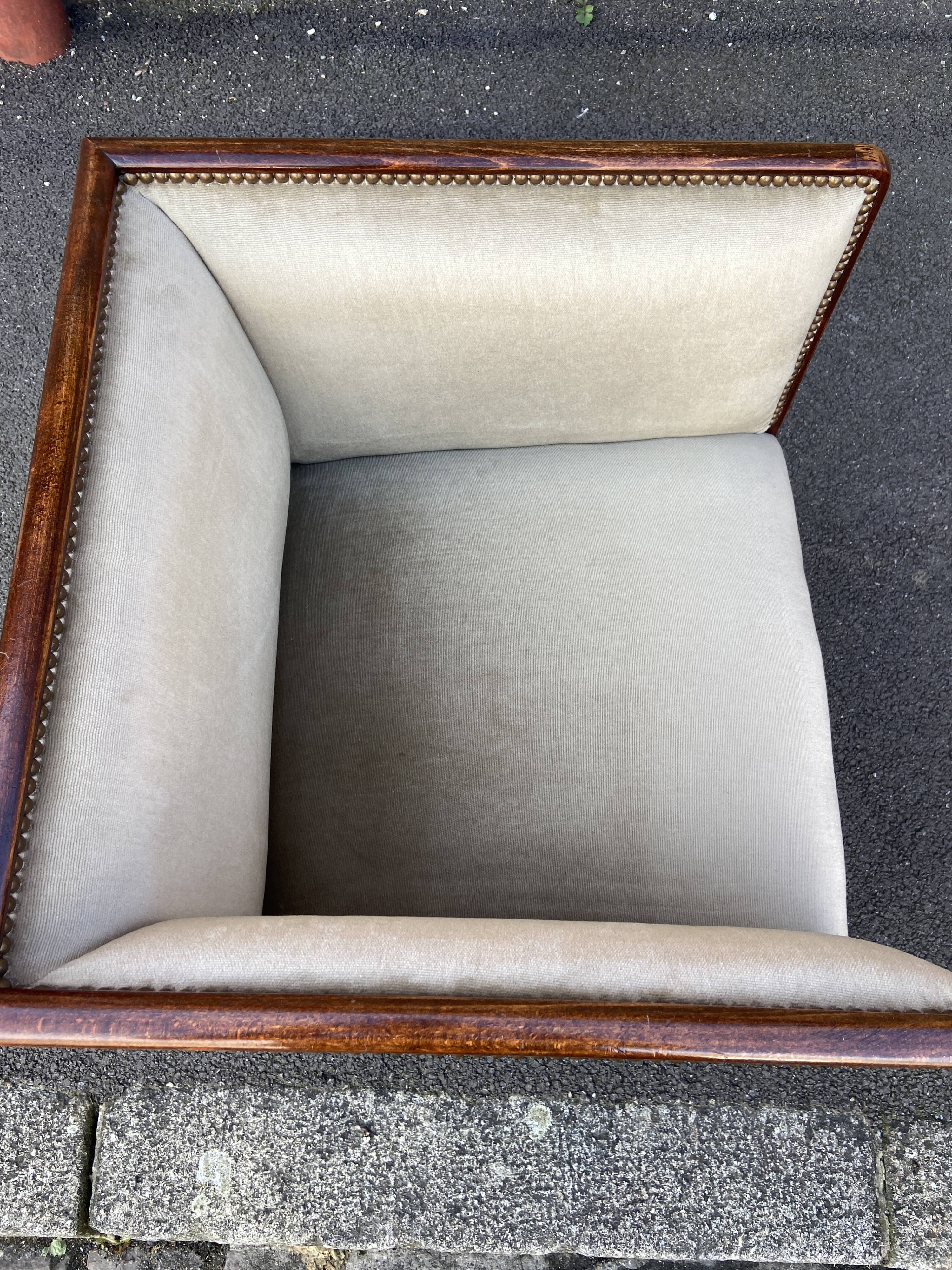 Art Deco Lounge armchair Velvet mahogany vintage 1930s