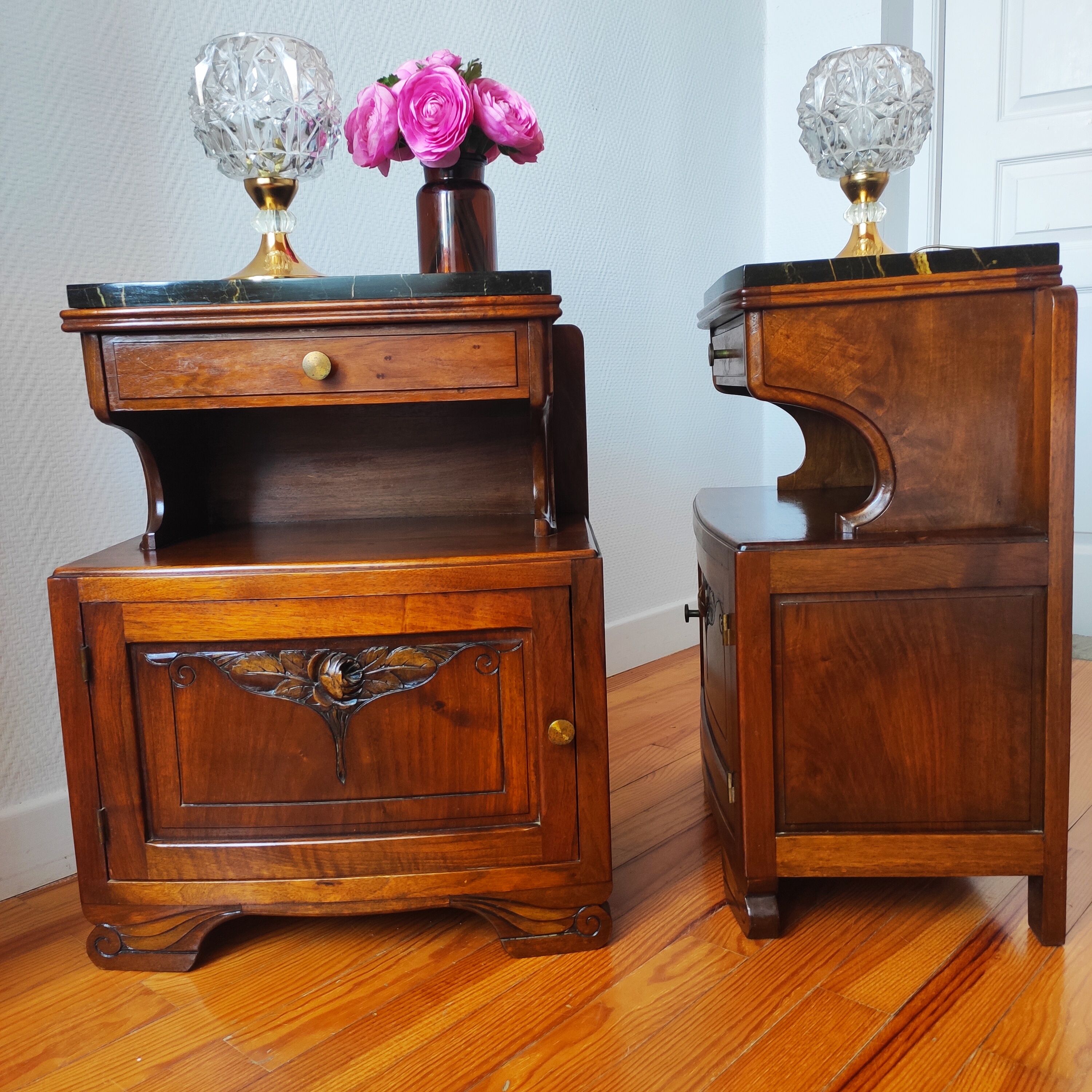 Pair of art deco bedside tables