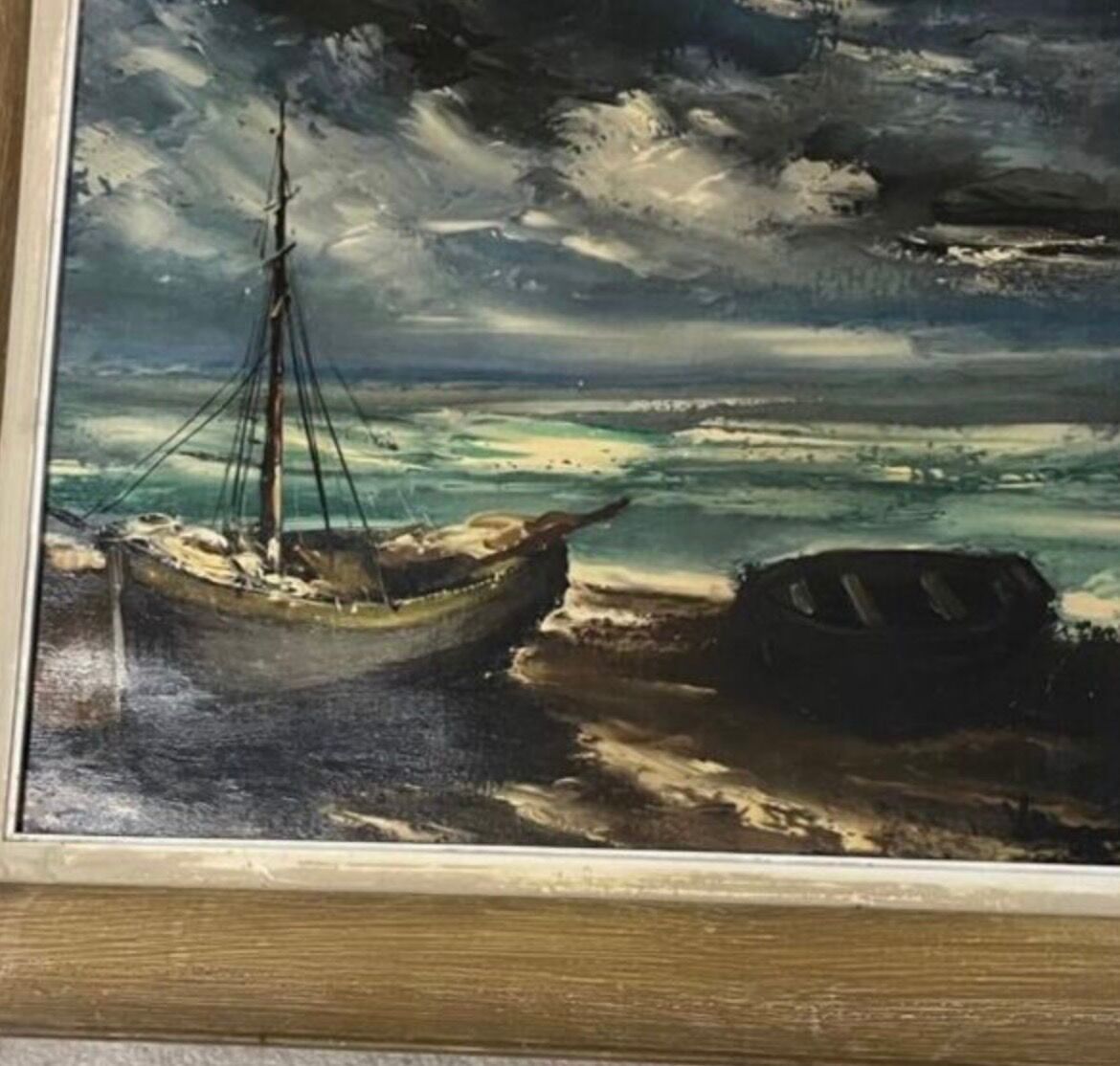 Oil on canvas by Maurice Vlaminck, marine theme.