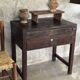 Meuble de métier ancien indonésien en teck à deux tiroirs H80,5 L79,5x51