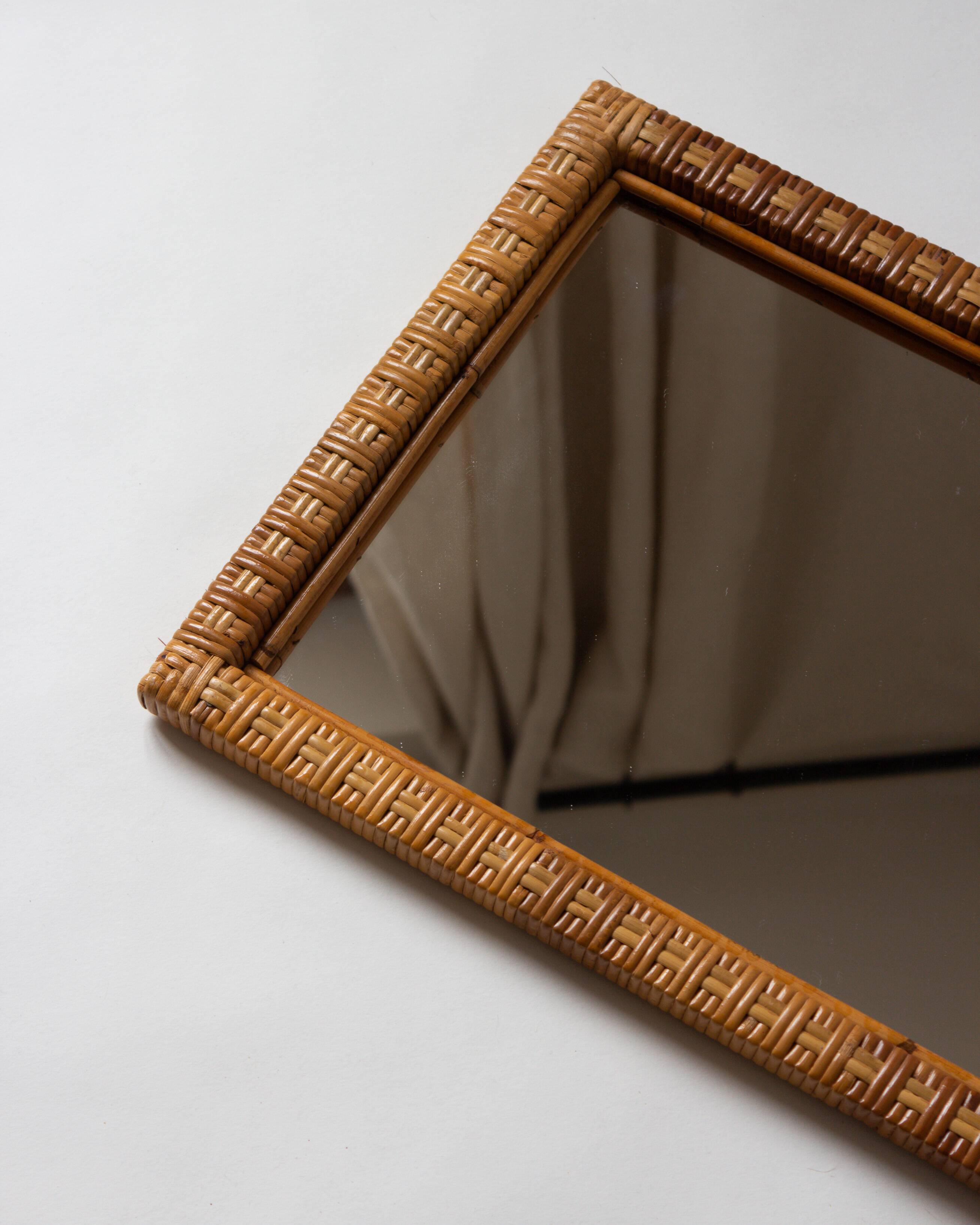 Rattan mirror, 1970s