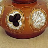 Vintage French 1960s standard lamp base in brown and cream ceramic 3462