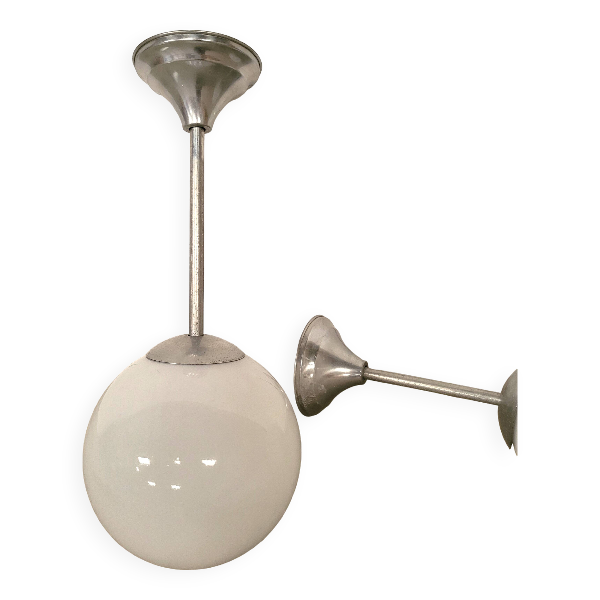 30 pendant lights, opaline chandeliers from the 50s