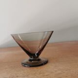 Set of 7 smoked glass art deco cups