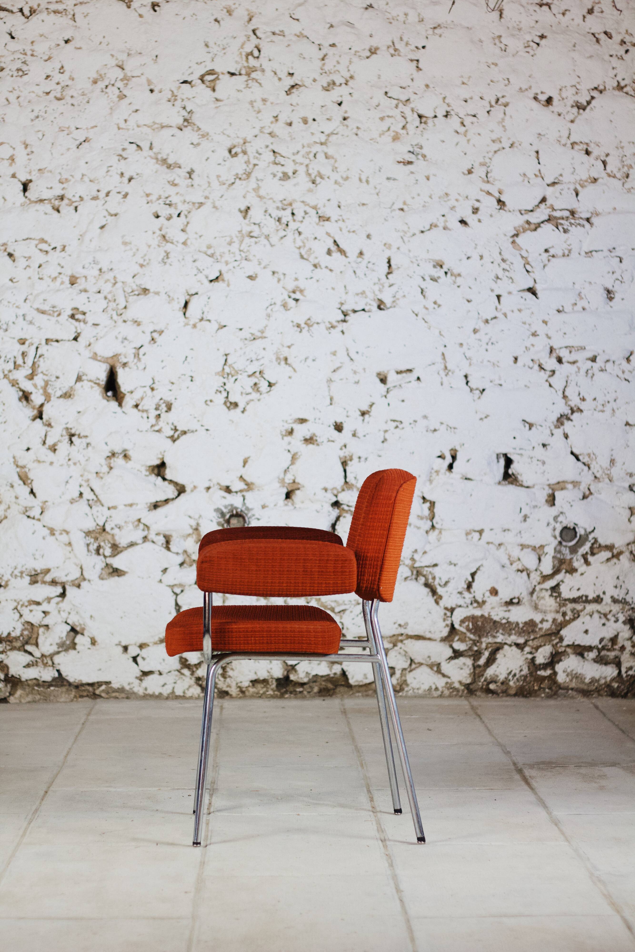 Vintage orange velvet armchair, 1970