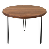 Table à manger ronde en teck avec pieds en acier, 1986