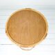 Table basse vintage ronde en bambou et rotin clair Mid-Century style scandi