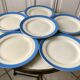 lot of 6 flat plates sky blue Saint-Amand model "Languedoc" 50s