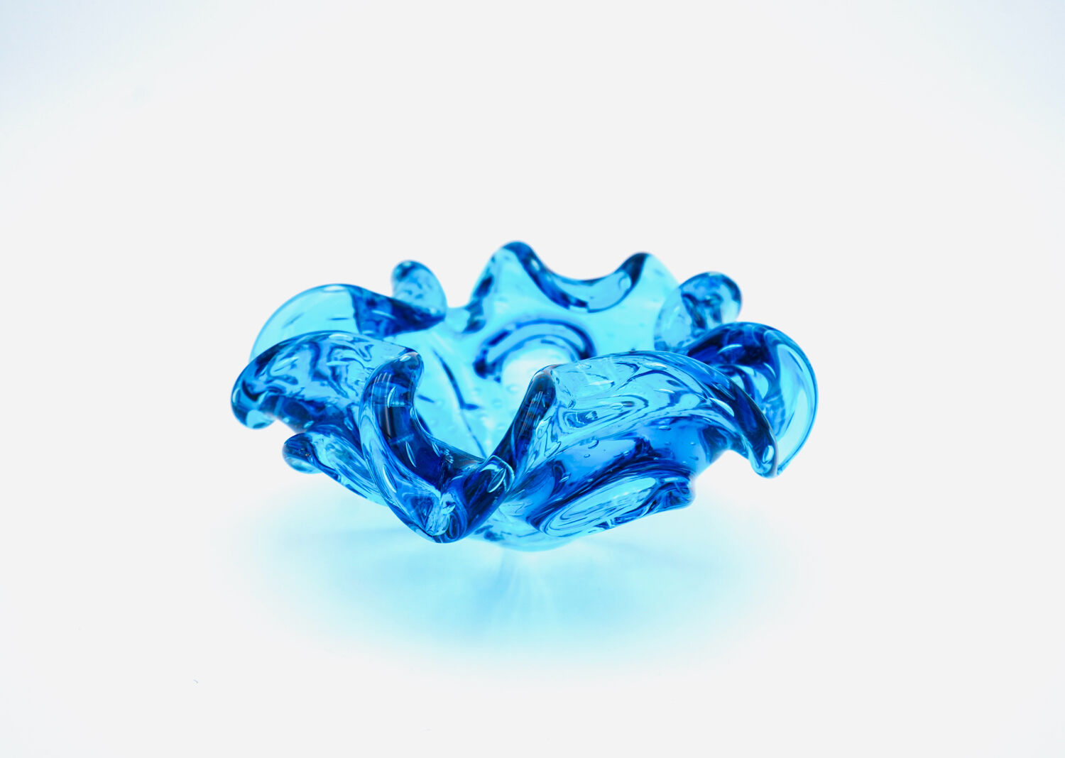 Murano Sculptural Bowl — "Bullicante" Aquamarine Blue — 1950