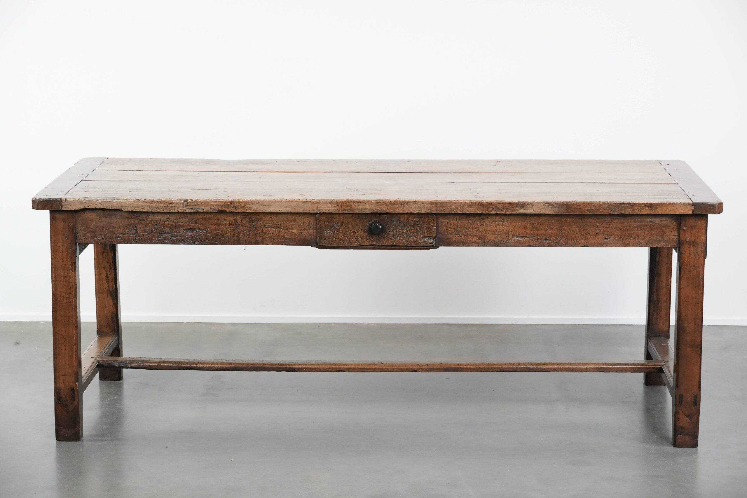 Robust French farmhouse antique dining table from the 18th century
