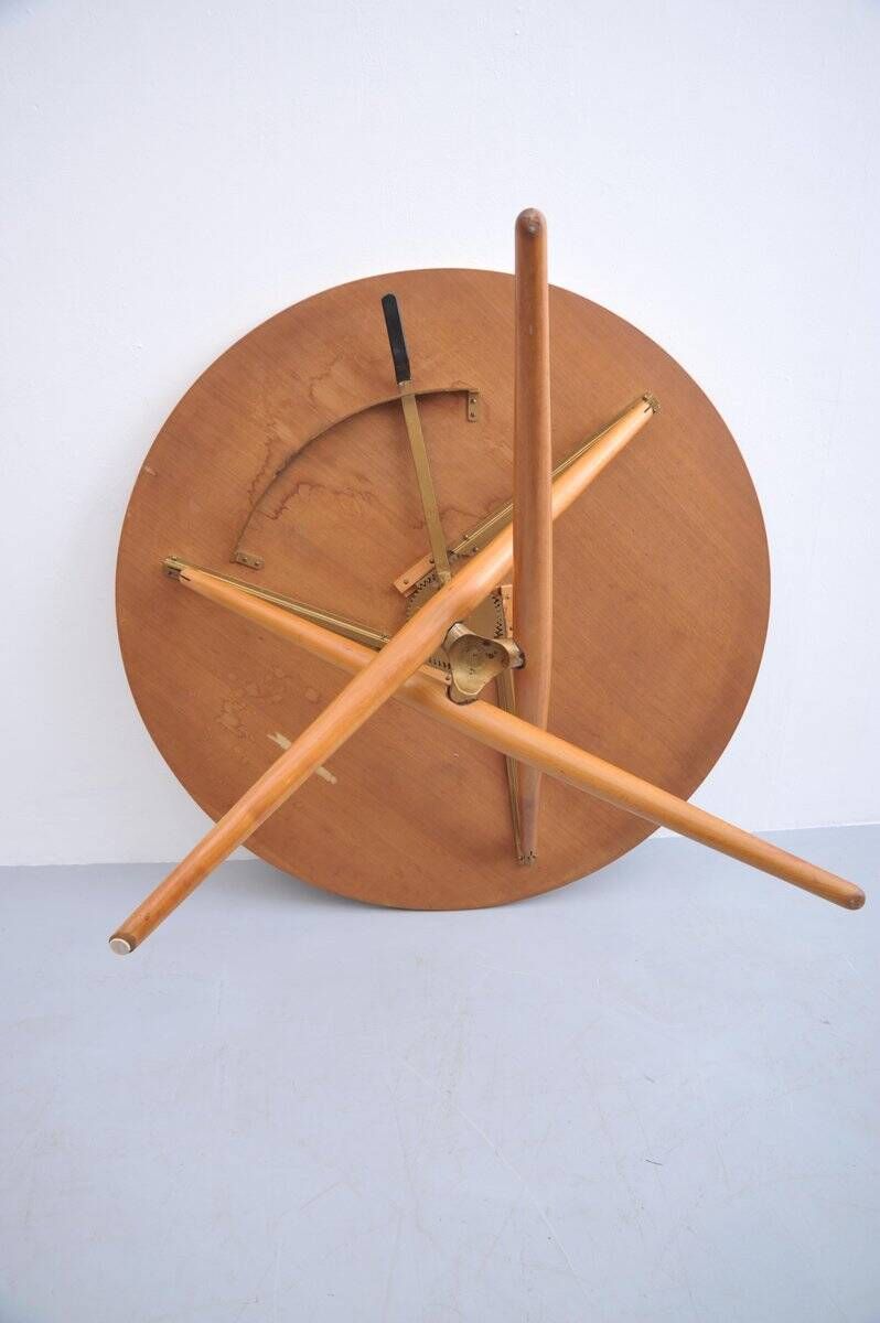 Adjustable cherry wood table by Jürg Bally for Wohnhilfe, 1950s