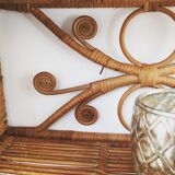 Vintage peacock rattan shelf