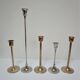 Five gold brass candlesticks and chrome brass vintage scandinavian design