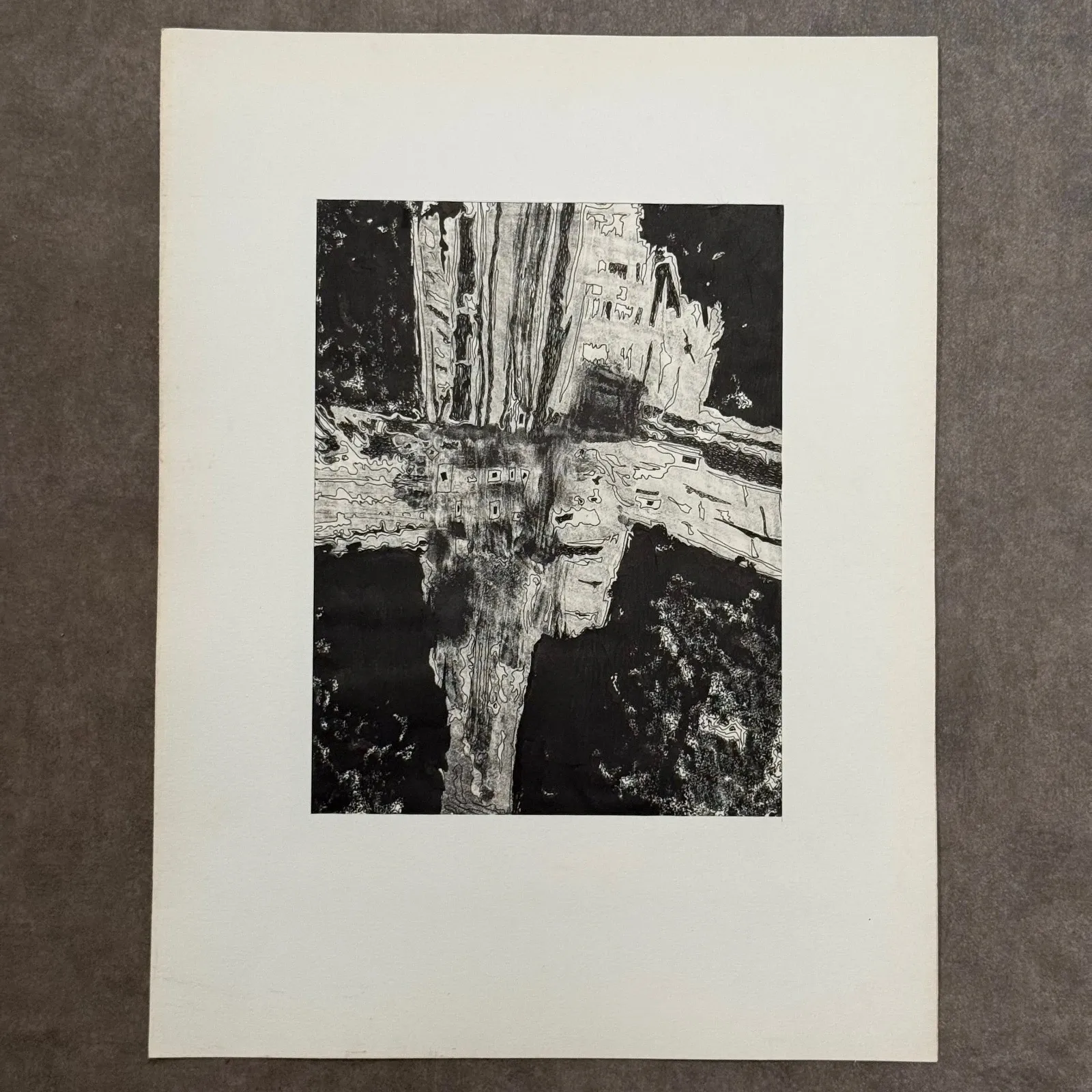 Modern composition drawing 1970 by François de Chabot