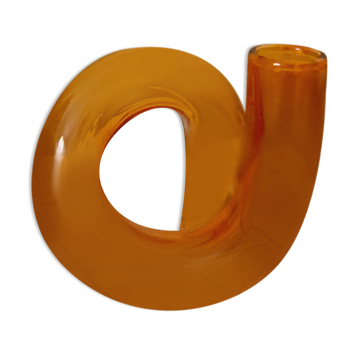 Vase soliflore minimaliste en verre soufflé orange rétro