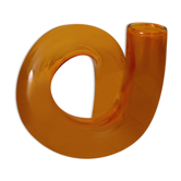 Minimalist soliflore vase in retro orange blown glass