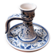 Blue patterned ceramic candle holder