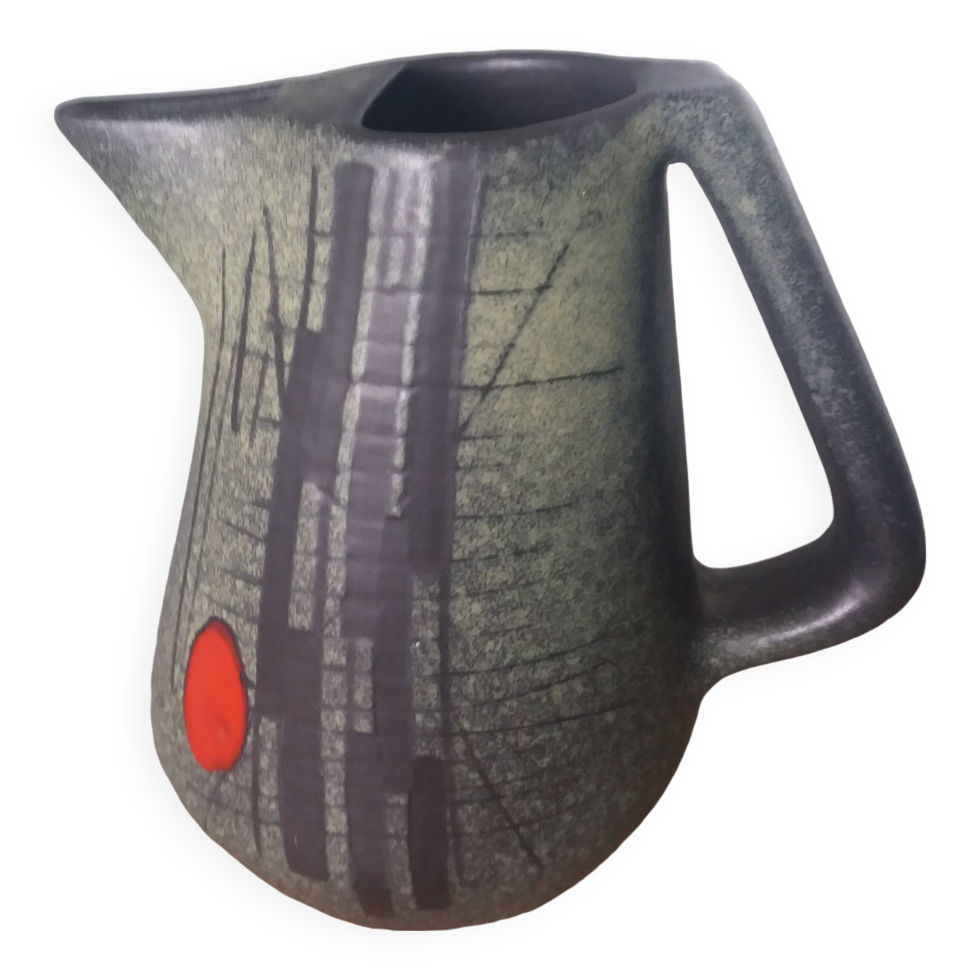 Pitcher signed François Caleca Vallauris rare in pale green