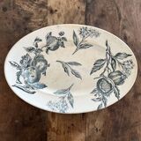 Plat ovale décor fruits en terre de fer de Grigny