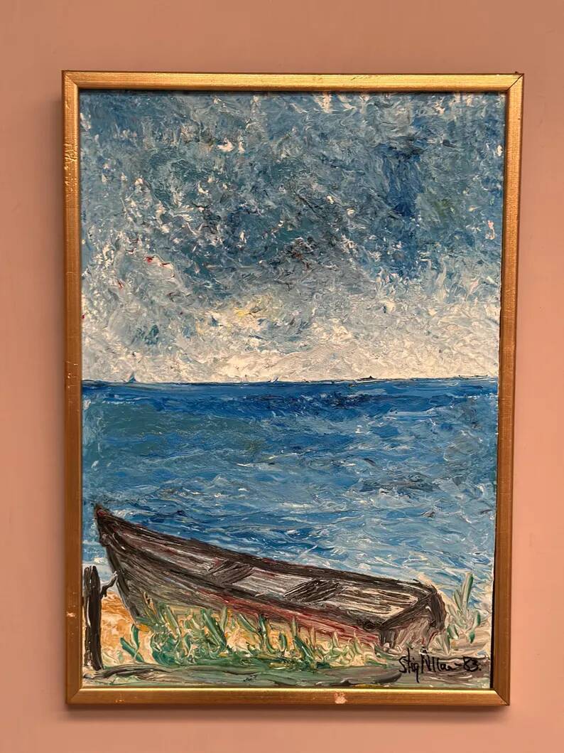 Original Oil on Swedish Panel - "Red Oak at Råå" by Stig Allan - Signed - Dated 1983 - Framed - 53 × 38 cm (20.9" × 15")