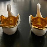 2 Limoges porcelain swan-shaped salt cellars