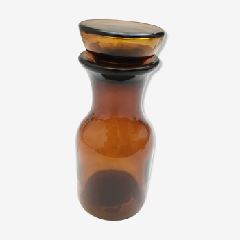 Amber glass jar 70s made in Belgium