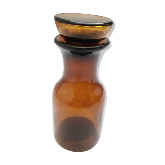 Amber glass jar 70s made in Belgium