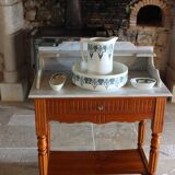 Bathroom cabinet with marble top and its toilet set, art deco style