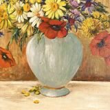 Bouquet painting, signed, 38.5x47 cm